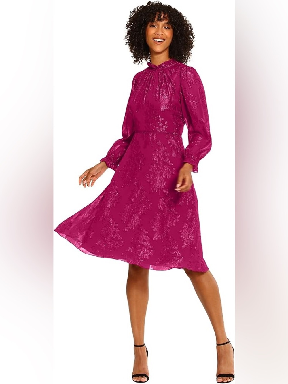 NWT Nordstrom Magenta magenta Long-Sleeve Midi Dress Women size small